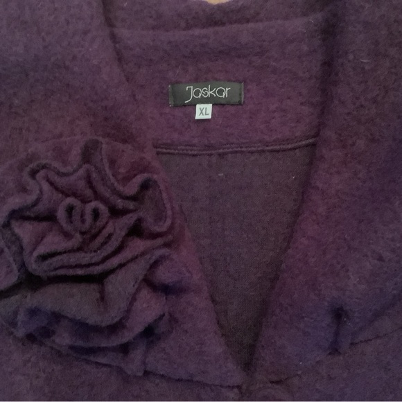 Jaskar Coat Wool Purple Artsy Round Accent Collar Flower Toggle Button Pockets - Picture 7 of 10